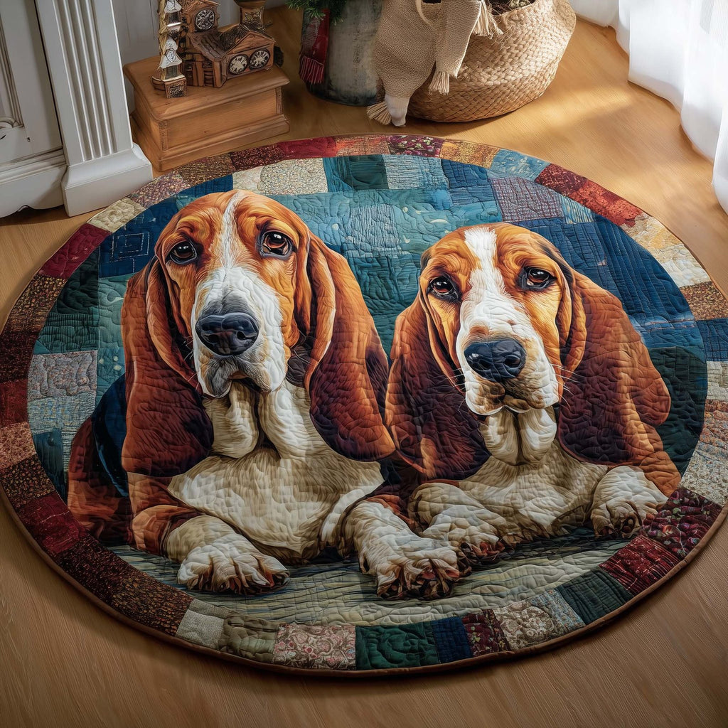 Basset Hounds Round Mat Rug - Nature Design | Serene Home Decor