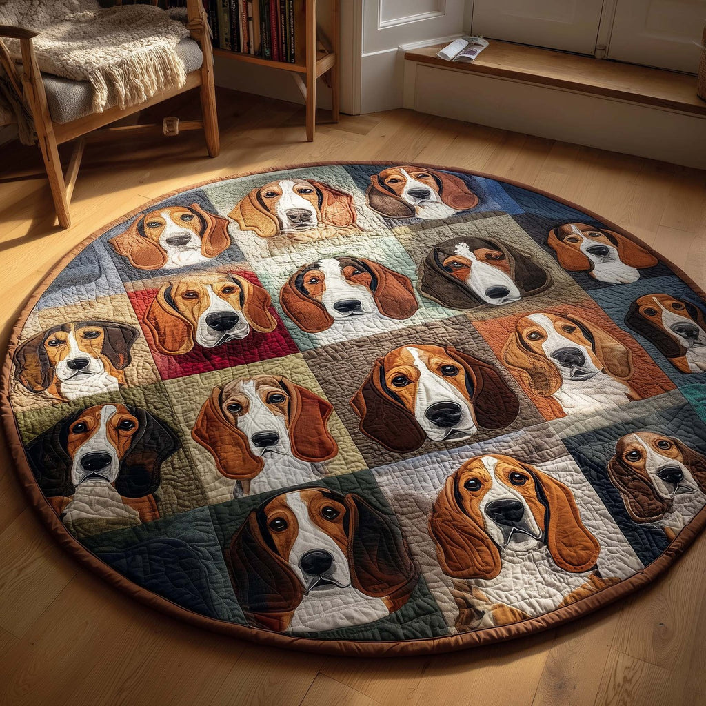 Basset Hounds Round Mat Rug - Nature Design | Serene Home Decor