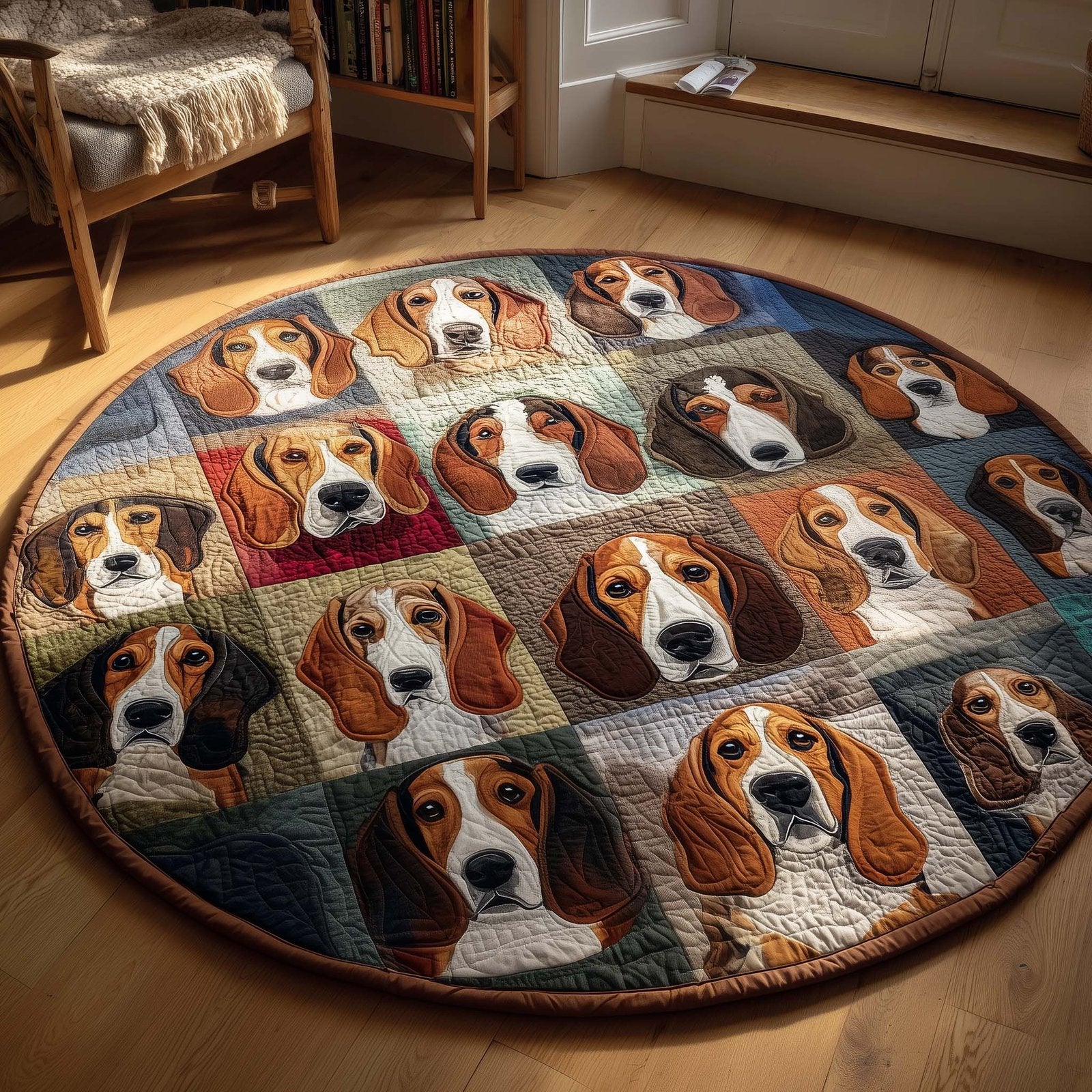 Basset Hounds Round Mat Rug - Nature Design | Serene Home Decor