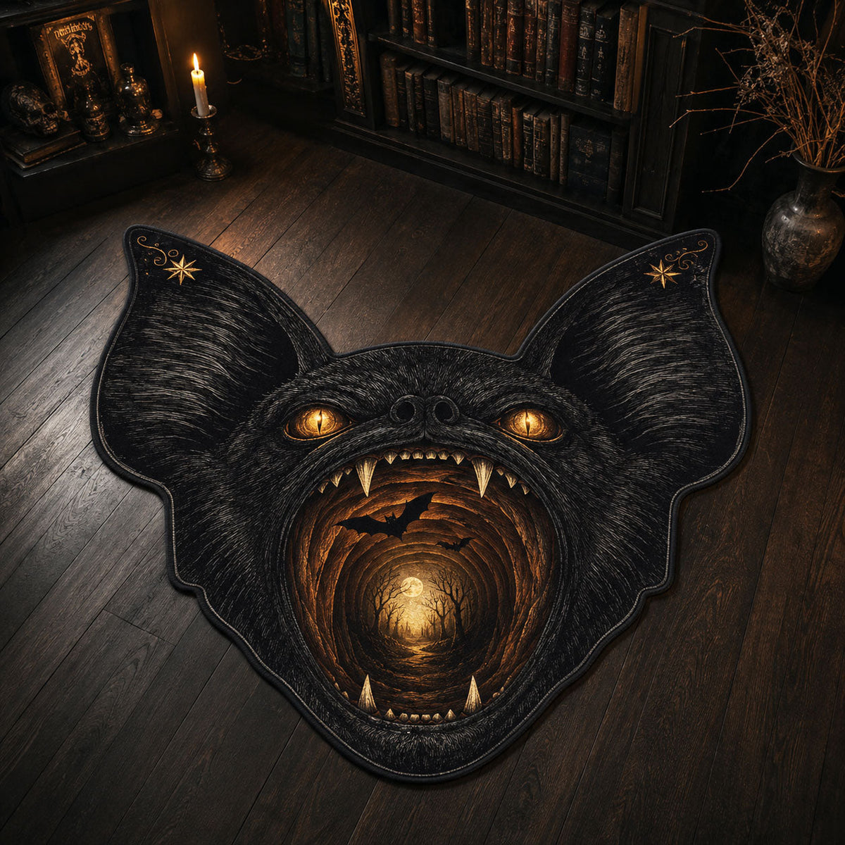 Bat Portal Custom Shape Area Rug - Nature Design | Die-Cut Non-Slip Rug - washable non-slip printed rug
