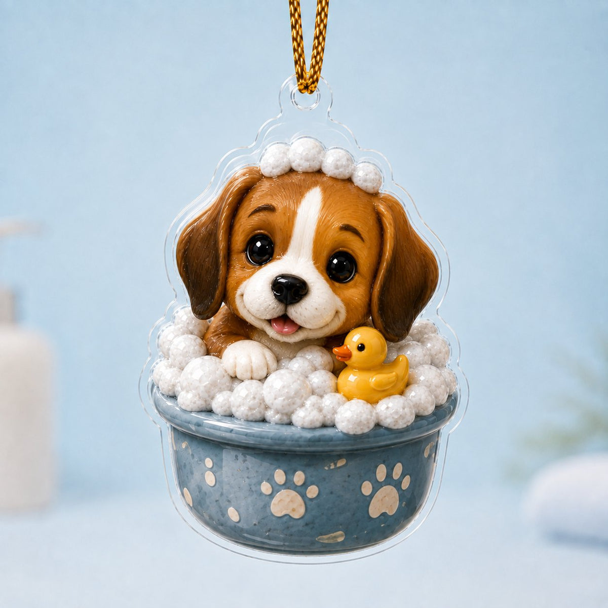 Bath Beagle Adorable Christmas Ornament