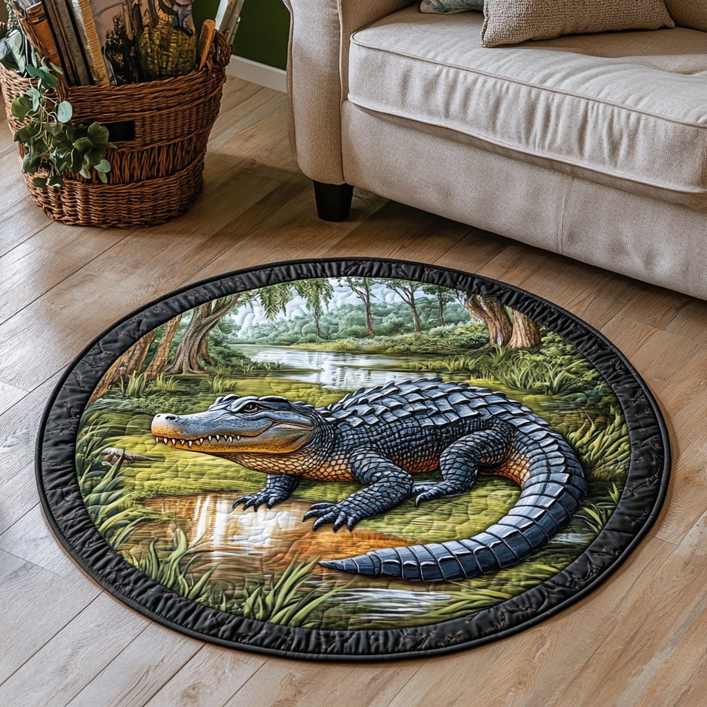 Bayou Beast Round Mat Rug - washable non-slip printed rug