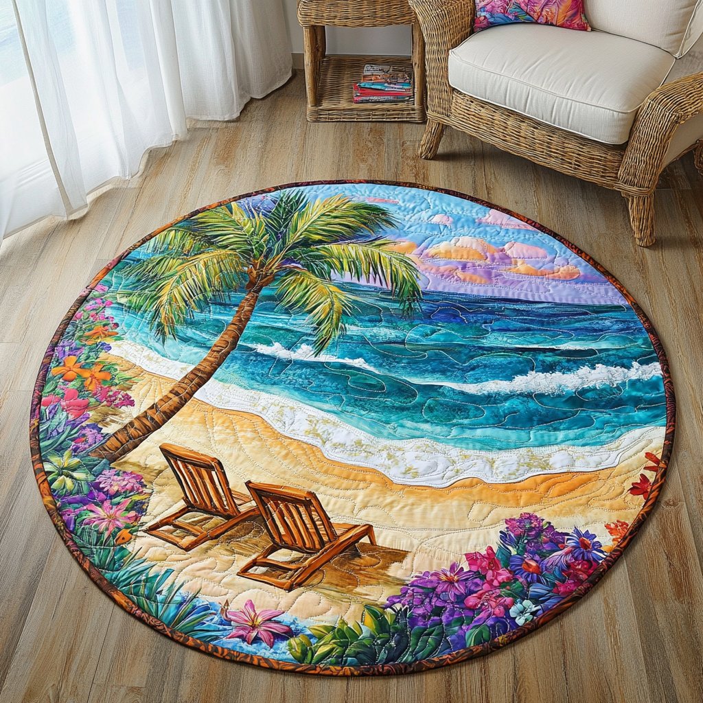 Beach Bliss Round Mat Rug - Nature Design | Serene Home Decor