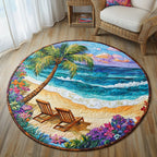 Beach Bliss Round Mat Rug - Nature Design | Serene Home Decor