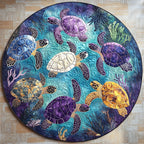 Beach Harmony Round Mat Rug - washable non-slip printed rug
