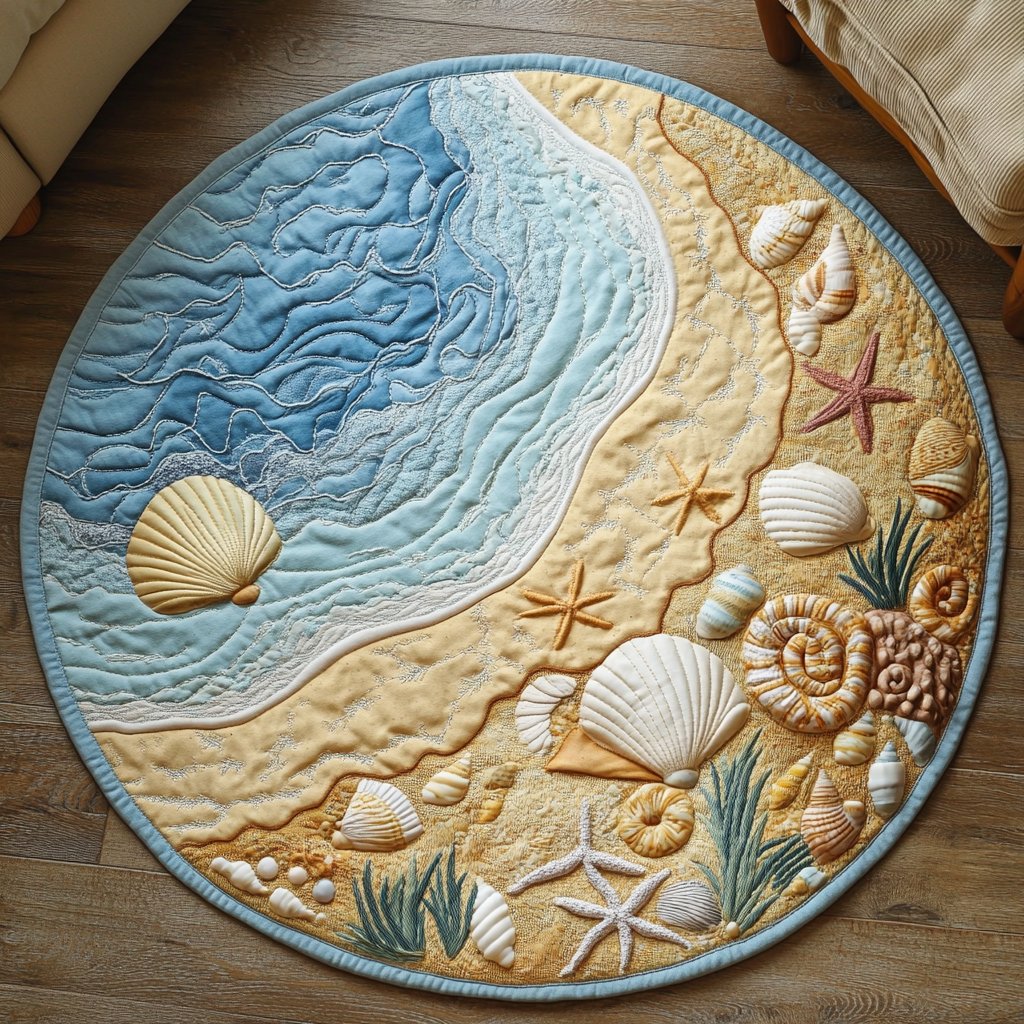 Beach Haven Round Mat Rug - Nature Design | Serene Home Decor