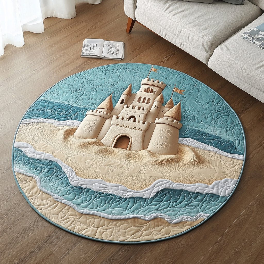 Beach Haven Round Mat Rug - washable non-slip printed rug