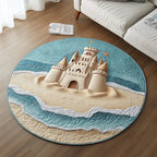 Beach Haven Round Mat Rug - washable non-slip printed rug