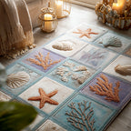 Beach Relics area rug in a living room