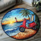 Beach Ride Round Mat Rug - washable non-slip printed rug