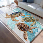 Beach Turtle area rug in a living room