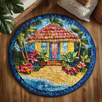 Beachfront Retreat Round Mat Rug - washable non-slip printed rug