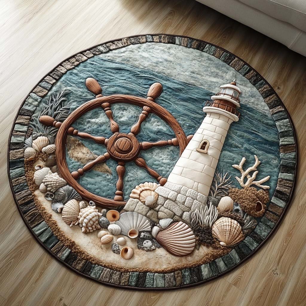 Beacon of Calm Round Mat Rug - washable non-slip printed rug