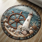 Beacon of Calm Round Mat Rug - washable non-slip printed rug