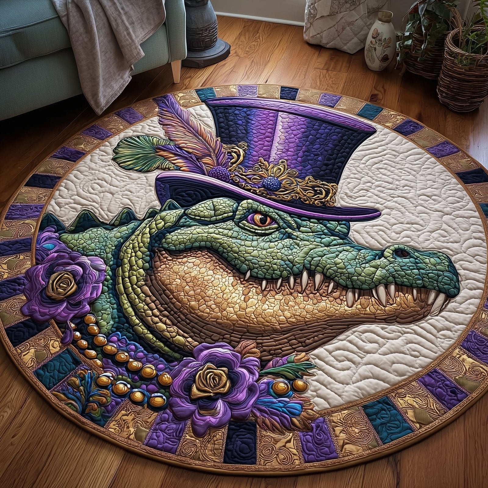 Beaded Revelry Round Mat Rug - Nature Design | Serene Home Decor