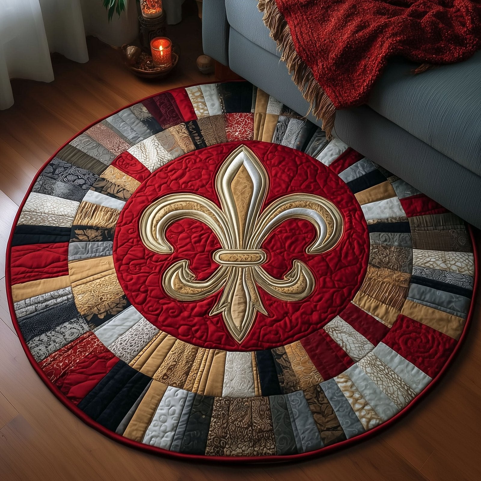 Beaded Revelry Round Mat Rug - Nature Design | Serene Home Decor