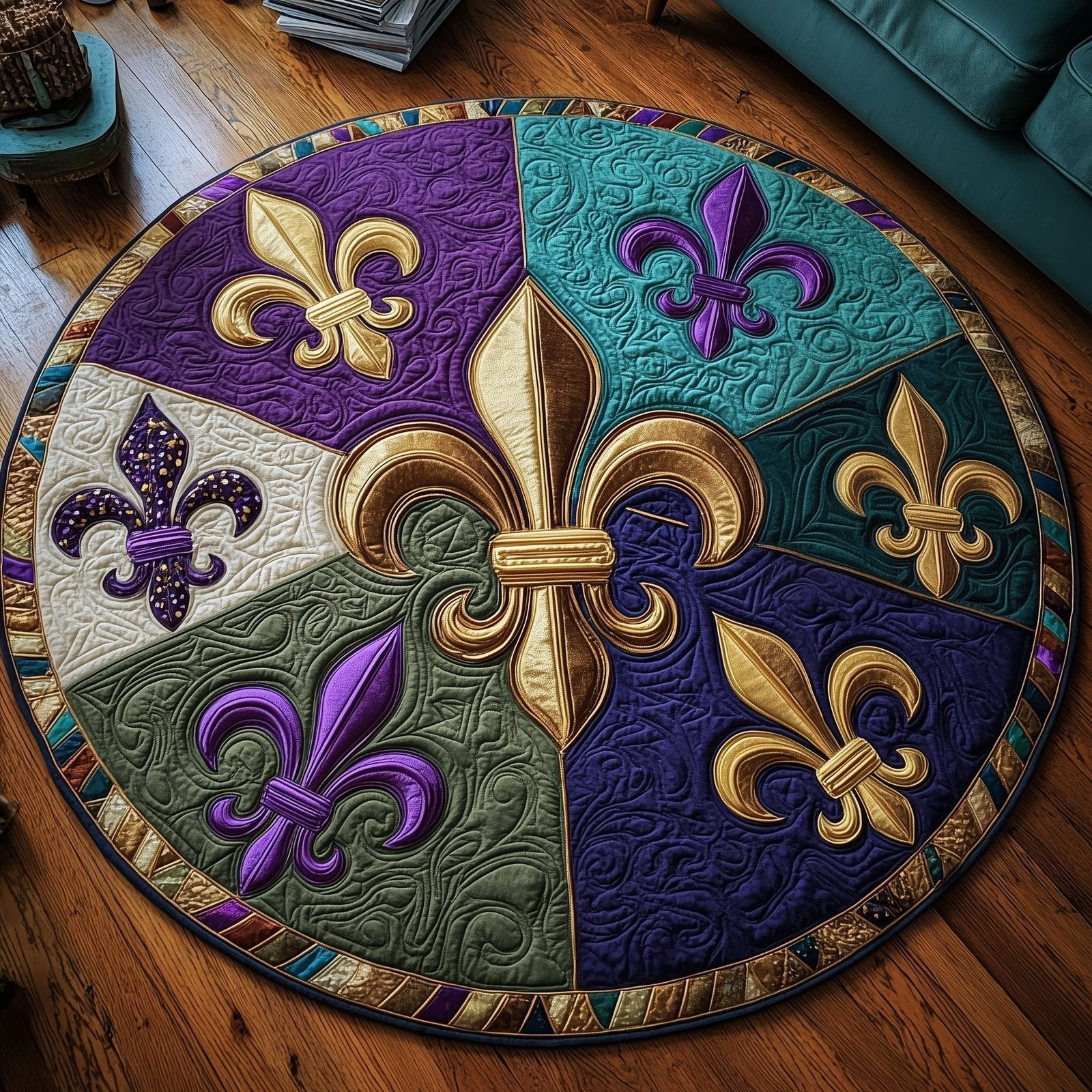 Beaded Revelry Round Mat Rug - Nature Design | Serene Home Decor