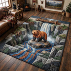 Bear Canyon Waterfall area rug in a living room