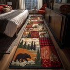 Bear Country Plaid Runner Carpet Runner Rug - Cute Pet Design | Animal Printed Runner Rug