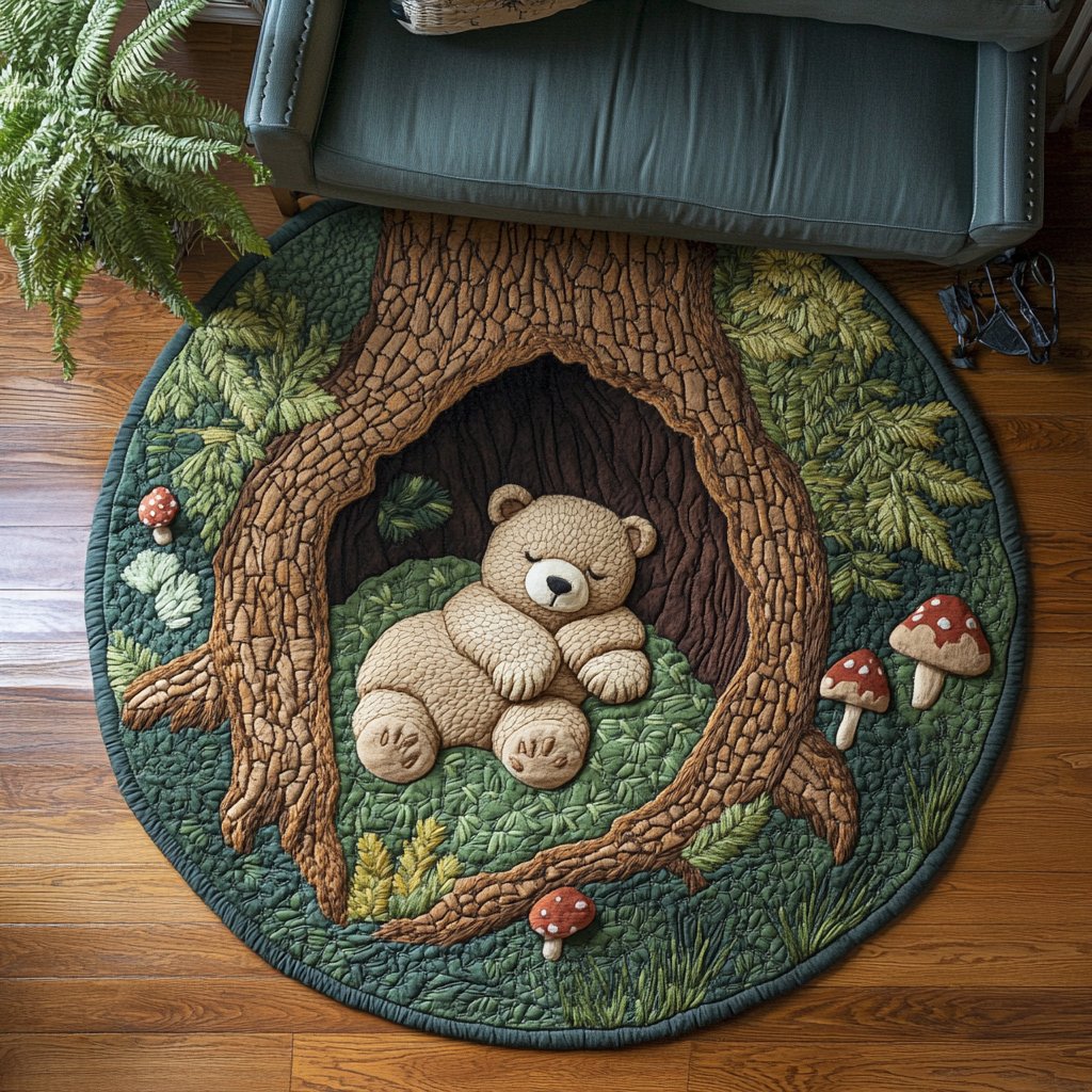 Bear Creek Round Mat Rug - Cute Pet Design | Animal Printed Home Decor