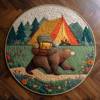 Bear Creek Round Mat Rug - washable non-slip printed rug