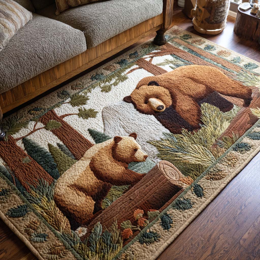 Bear Family area rug in a living room