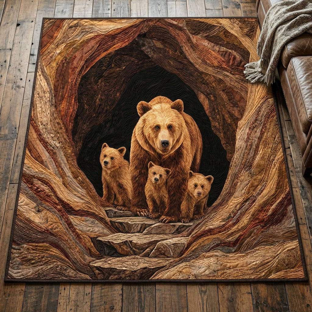 Bear Family Den area rug in a living room