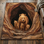 Bear Family Den area rug in a living room
