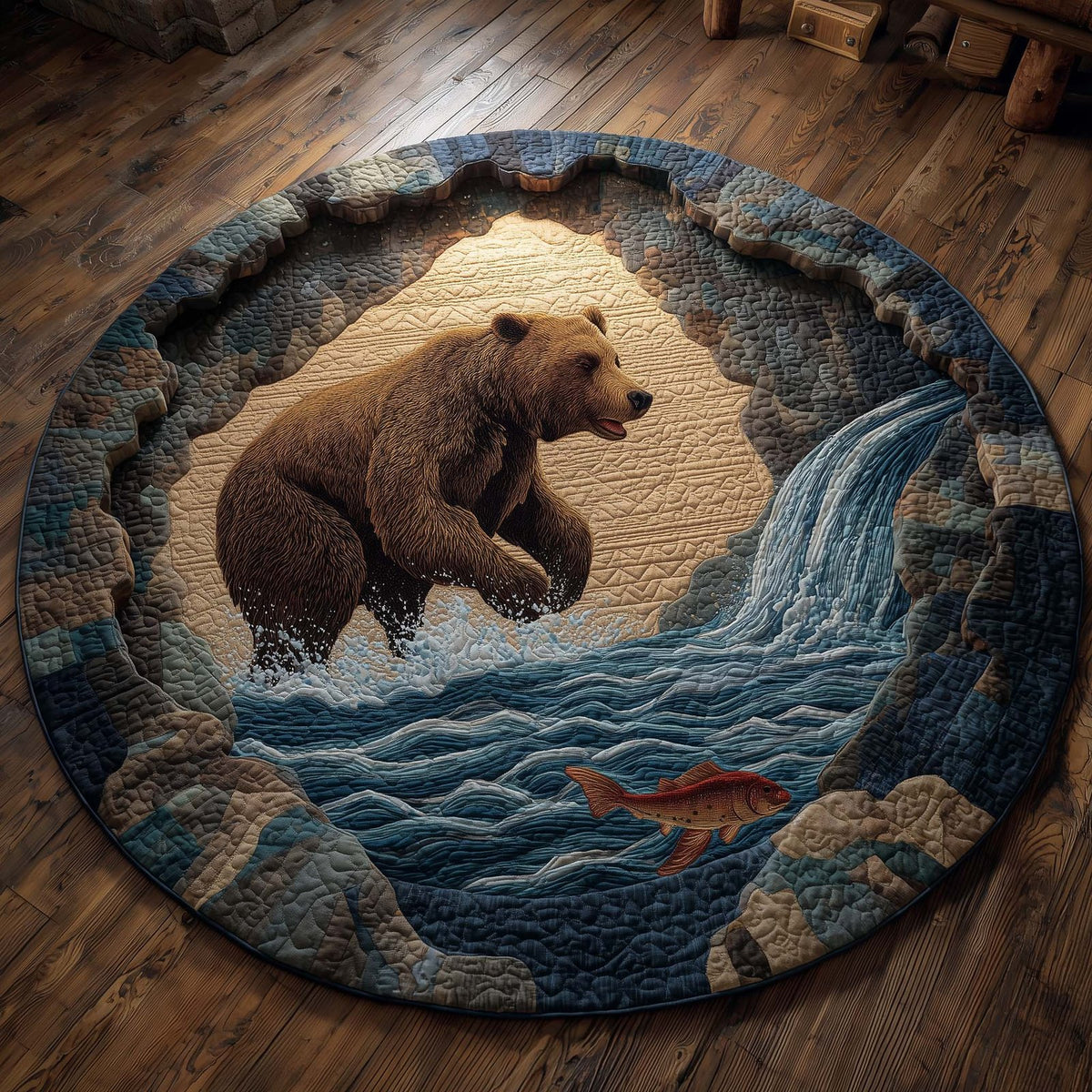 Bear Heaven Round Mat Rug - washable non-slip printed rug