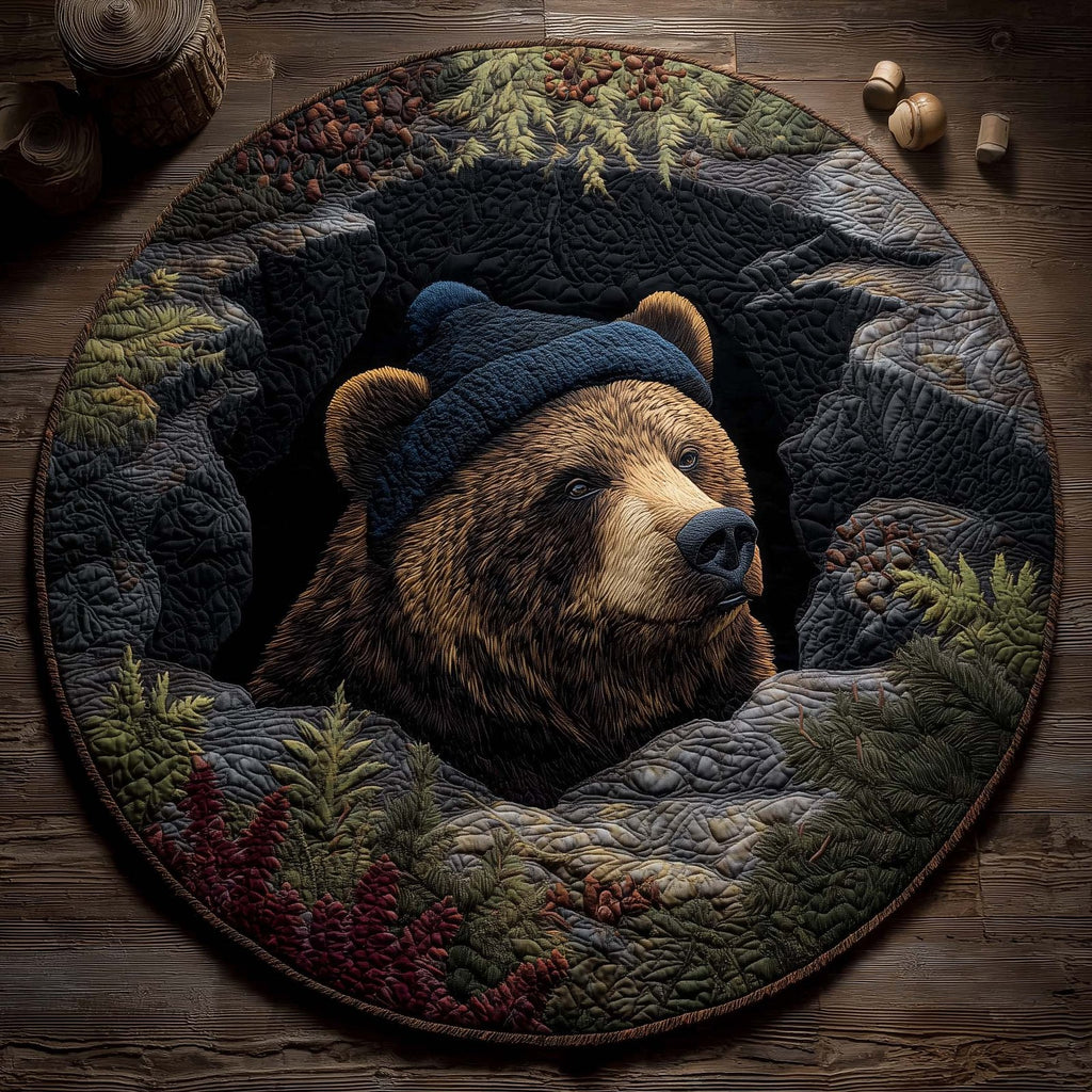 Bear Holiday Delight Round Mat Rug - Cute Pet Design | Animal Printed Home Decor