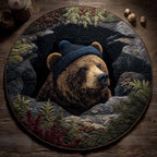 Bear Holiday Delight Round Mat Rug - Cute Pet Design | Animal Printed Home Decor