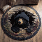 Bear Holiday Delight Round Mat Rug - Cute Pet Design | Animal Printed Home Decor