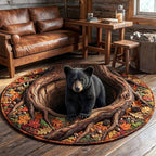 Bear Hollow Round Mat Rug - Cute Animal Design | Charming Home Decor - washable non-slip printed rug