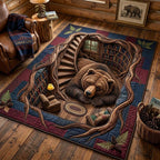 Bear Library Underfloor area rug in a living room