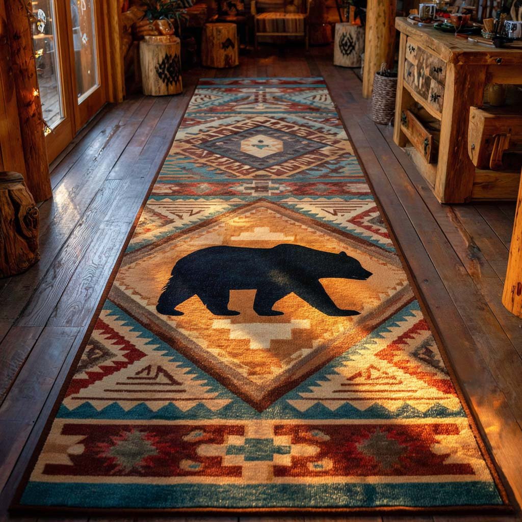 Bear Pathway Runner Carpet Runner Rug - Cute Pet Design | Animal Printed Runner Rug