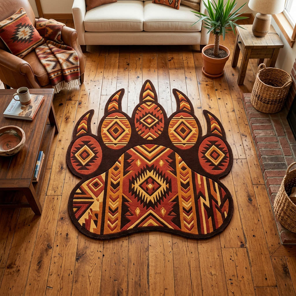 Bear Paw Custom Shape Area Rug - Cute Animal Design | Die-Cut Non-Slip Rug - washable non-slip printed rug