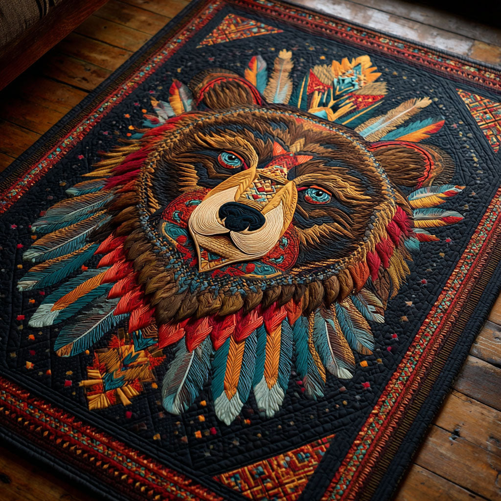Bear Power area rug in a living room