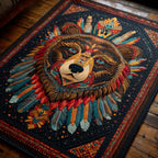Bear Power area rug in a living room