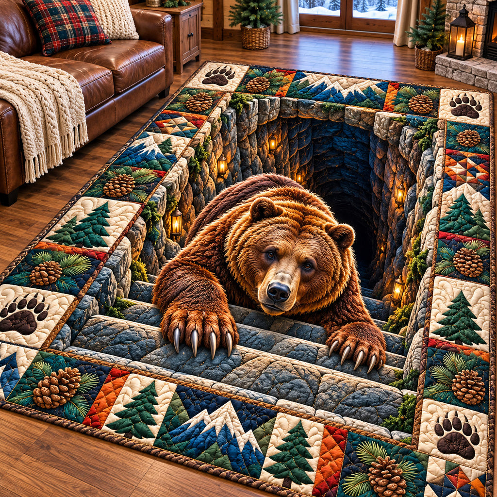 Bear Rustic Adventure area rug in a living room