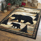 Bear Silhouette Forest area rug in a living room