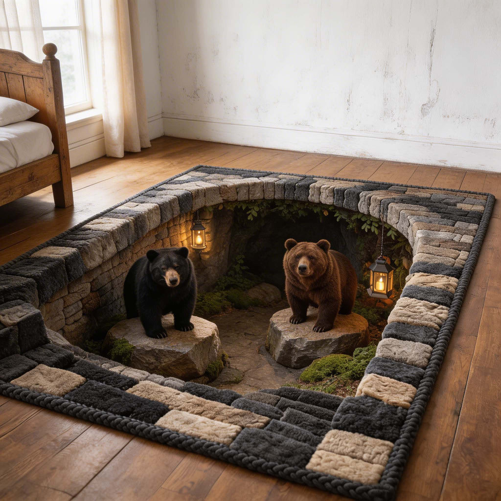 Bear Spirit area rug in a living room