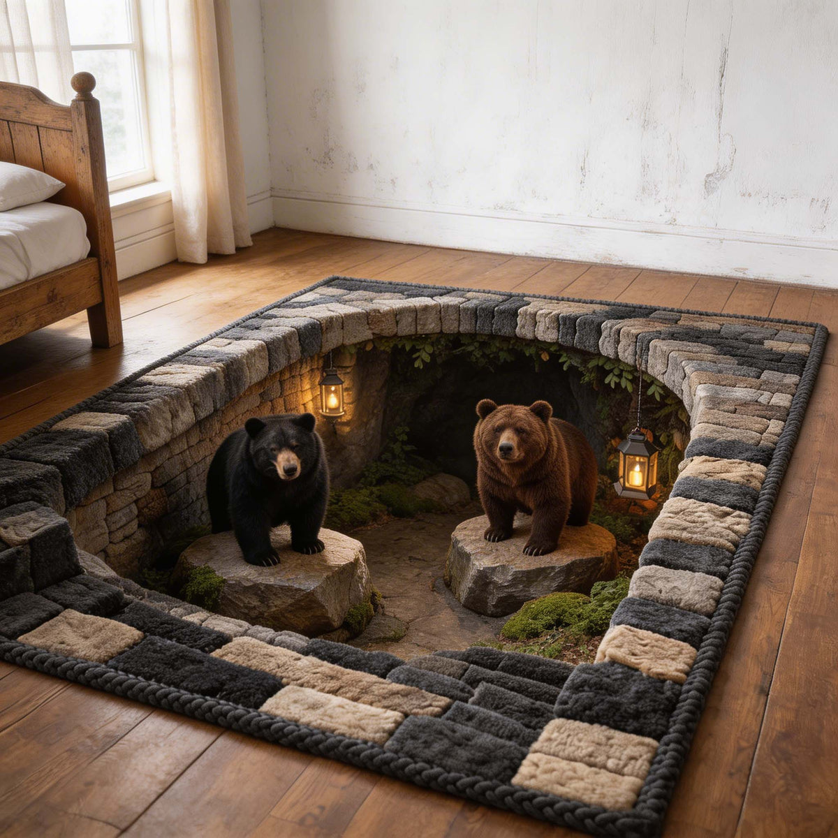 Bear Spirit area rug in a living room