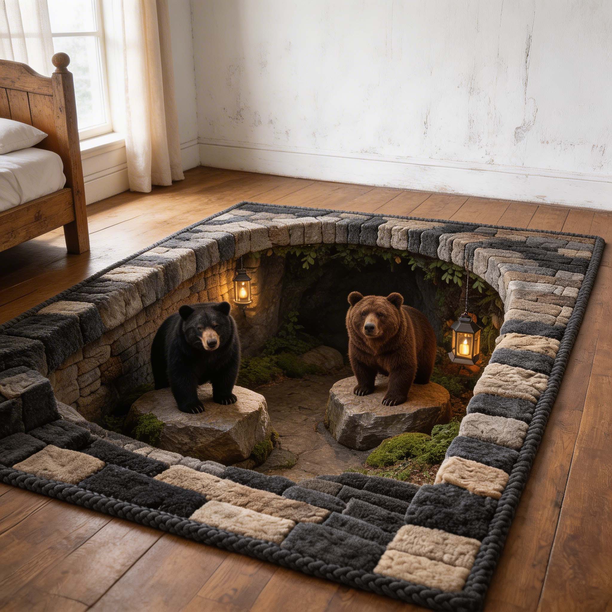 Bear Spirit area rug in a living room