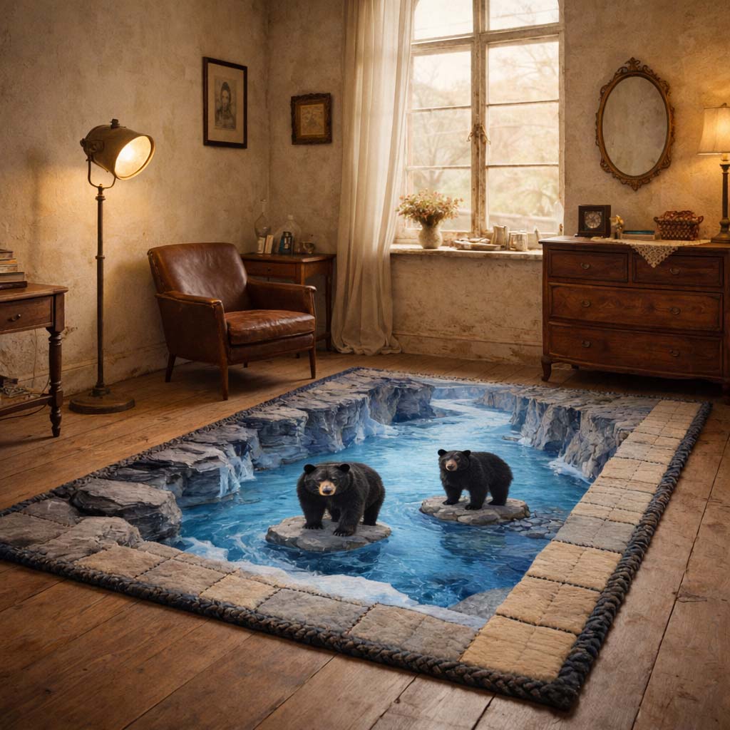 Bear Spirit area rug in a living room