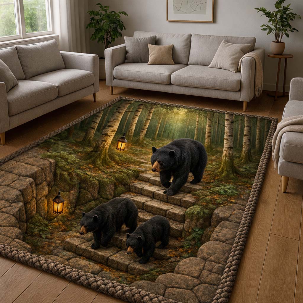 Bear Spirit area rug in a living room