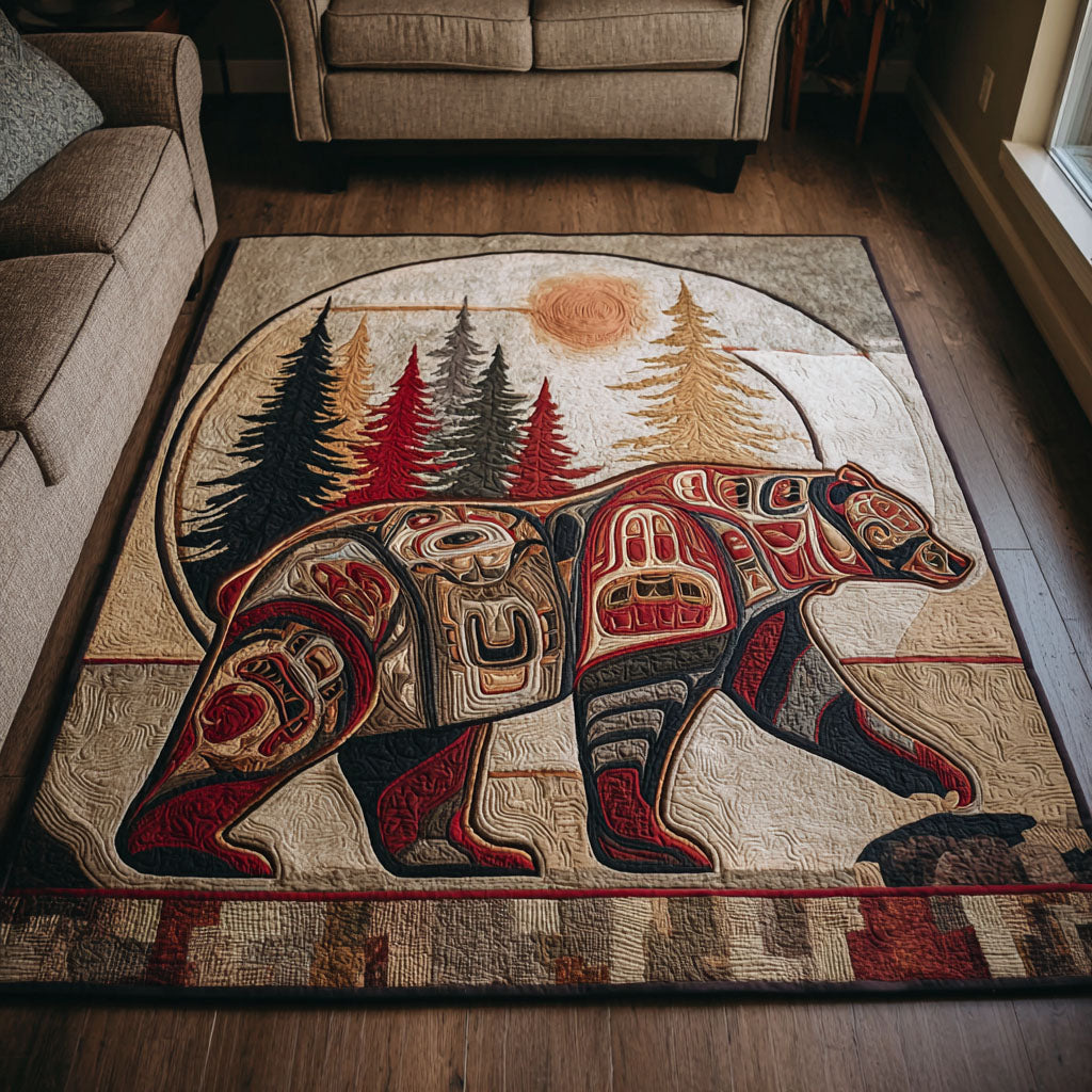 Bear Strength area rug in a living room