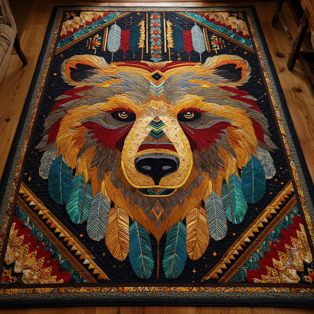 Bear Symbol area rug in a living room
