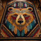 Bear Symbol area rug in a living room