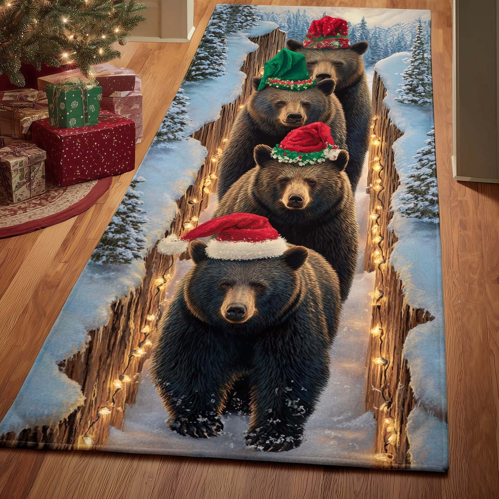 Bear Trail Runner Rug - Cute Pet Design | Animal Printed Runner Rug