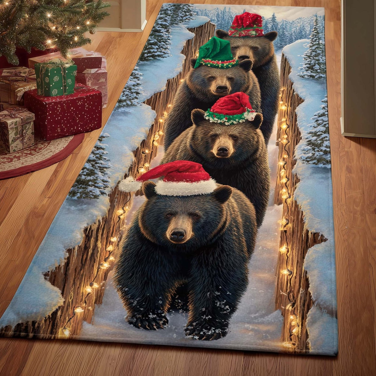 Bear Trail Runner Rug - Cute Pet Design | Animal Printed Runner Rug